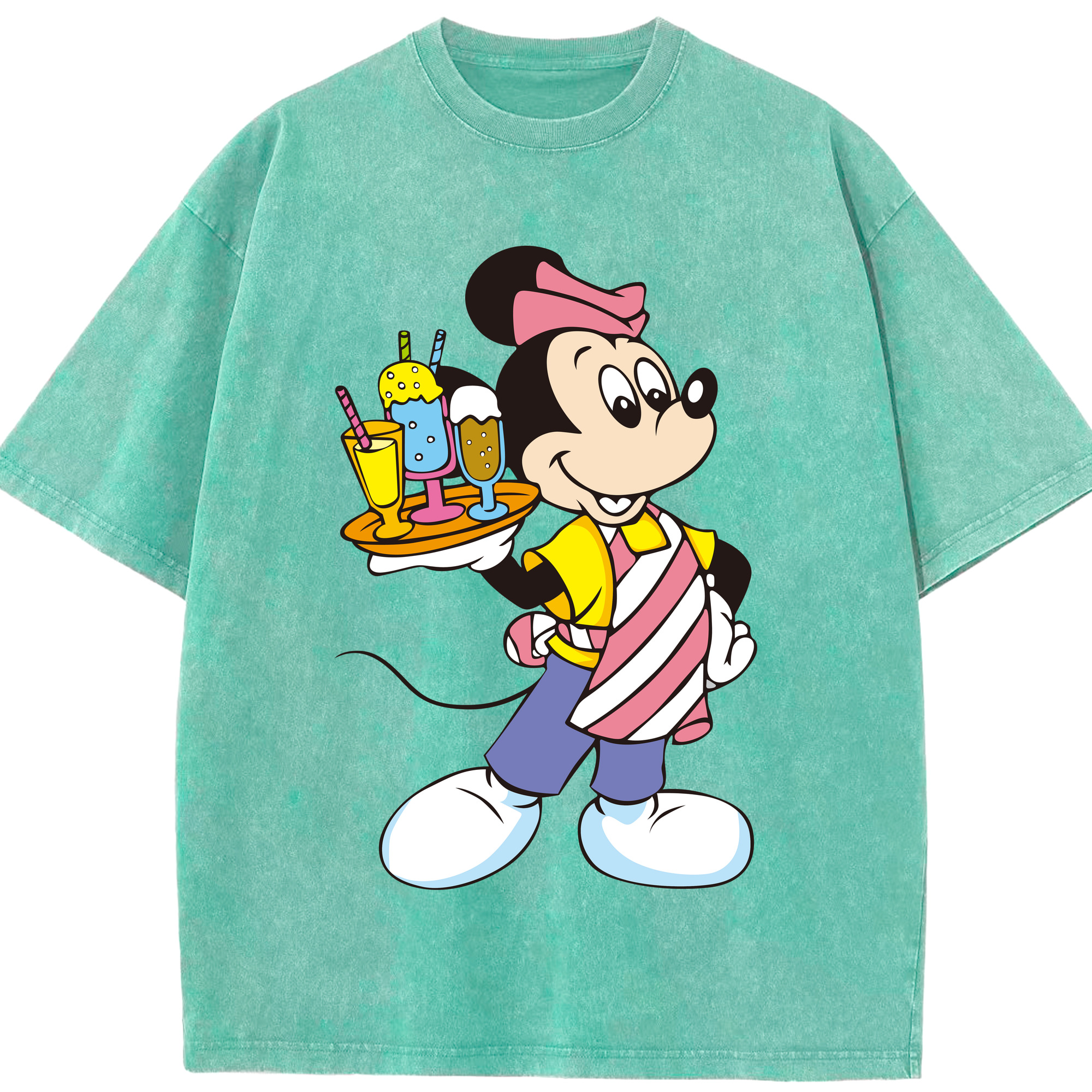 （画像用） ミッキーマウス Mickey Mouse 綿100% ヴィンテージ風 半袖Tシャツ（フロントプリント）